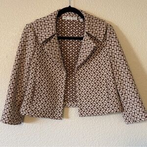 Dana Buchman Brown and Cream Geometric Blazer